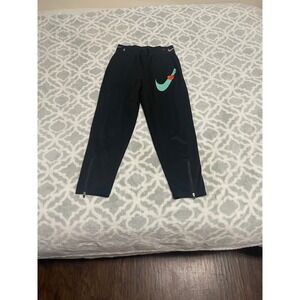 Nike Women Joggers Black Mint Green Oversized Swoosh Ankle Zip Track Pants M